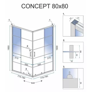 Rea KABINA CONCEPT BLACK 80x80 REA-K5479