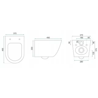 Rea WC - CARLO MINI RIMLESS BRUSH GOLD/WHITE REA-C6942