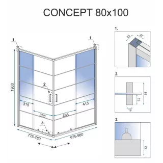Rea KABINA CONCEPT BLACK 80x80 REA-K5479