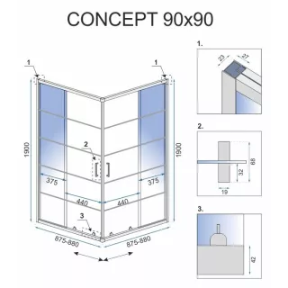 Rea KABINA CONCEPT BLACK 80x80 REA-K5479