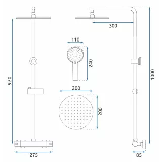 Rea ZESTAW NATRYSKOWY BLISS CHROM TERMOSTAT REA-P8805