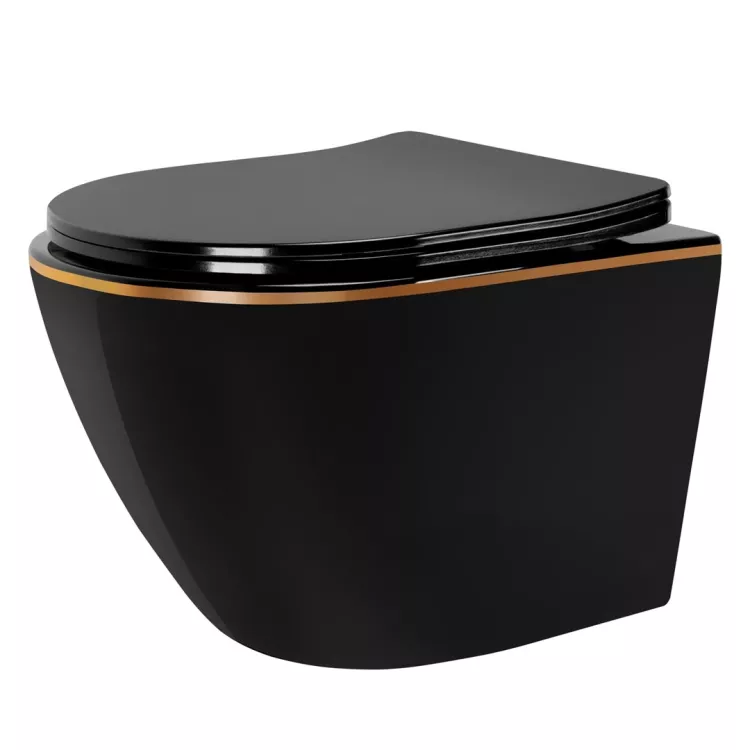 Rea WC - CARLO MINI RIMLESS BLACK GOLD EDGE REA-C8800 Rea WC - CARLO MINI RIMLESS BLACK GOLD EDGE REA-C8800