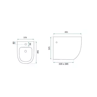 Rea BIDET CARLO MINI WHITE GOLD EDGE REA-C6990