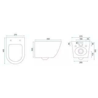 Rea WC - CARLO MINI RIMLESS GOLD BLACK REA-C8990