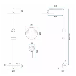 Rea ZESTAW NATRYSKOWO-WANNOWY LUNGO BIAŁY TERMOSTAT REA-P6608