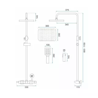 Rea ZESTAW NATRYSKOWY ROB ZŁOTY SZCZOTKOWANY TERMOSTAT REA-P6623