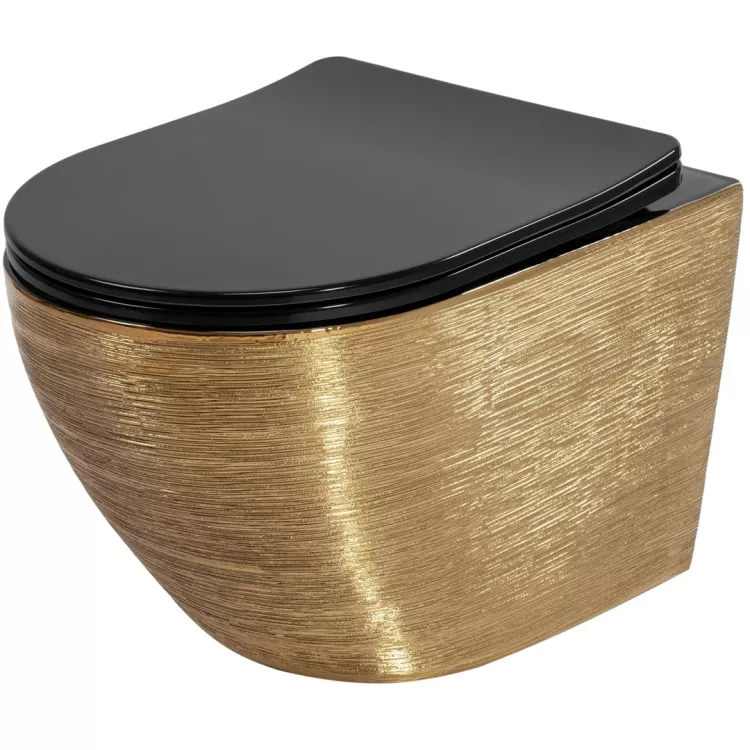 Rea WC - CARLO MINI RIMLESS BRUSH GOLD BLACK REA-C3300 Rea WC - CARLO MINI RIMLESS BRUSH GOLD BLACK REA-C3300
