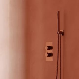 Omnires CONTOUR termostatyczny system prysznicowy podtynkowy, miedź szczotkowana SYSCT11CPB