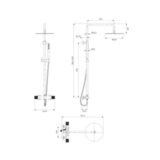 Omnires CONTOUR termostatyczny system prysznicowy natynkowy, antracyt szczotkowany CT8044AT