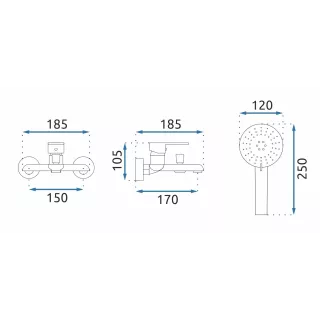 Rea BATERIA WANNOWA MY1805-3G BLOOM ZŁOTA REA-B6389