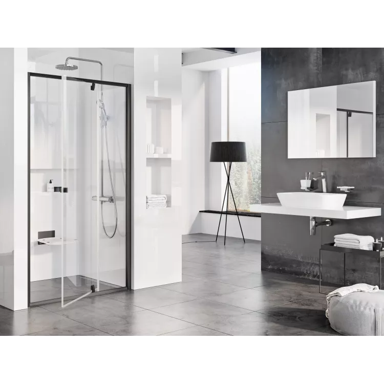 Ravak Drzwi prysznicowe Pivot PDOP2 110, czarna+szkło transparent 03GD0300Z1