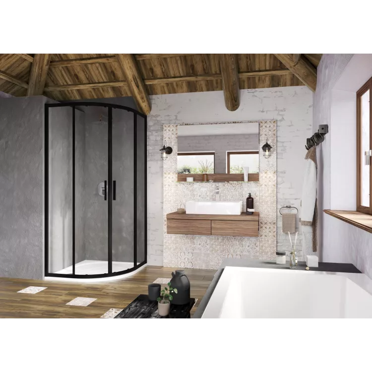 Ravak Kabina prysznicowa Blix Slim BLSCP4 90x90, czarna+szkło transparent X3BM70300Z1
