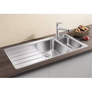 BLANCO AXIS III 6 S-IF stal polerowana prawa, korek auto., InFino, deska szkło białe, odsączarka stalowa 522104