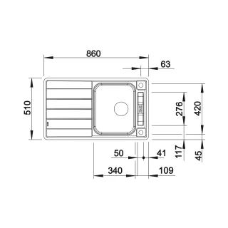 BLANCO AXIS III 45 S-IF stal polerowana odwracalny, korek auto., InFino, deska szkło białe 522102