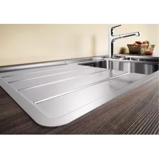 BLANCO AXIS III 6 S-IF stal polerowana prawa, korek auto., InFino, deska szkło białe, odsączarka stalowa 522104