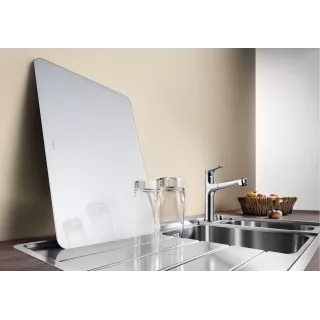 BLANCO AXIS III 6 S-IF stal polerowana prawa, korek auto., InFino, deska szkło białe, odsączarka stalowa 522104