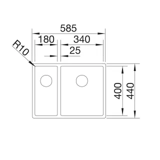 BLANCO CLARON 340/180-U stal polerowana prawa, InFino 521610