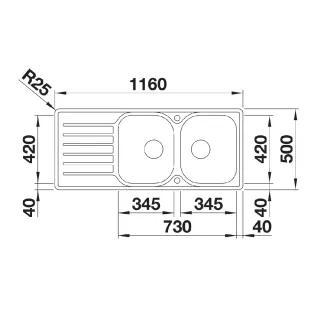 BLANCO LANTOS 8 S-IF Compact stal szczotkowana odwracalny, korek auto. 519713