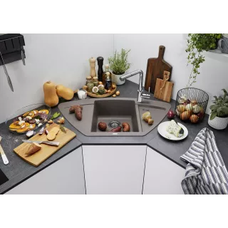 BLANCO ZIA 9 E Silgranit kawowy narożny 515074
