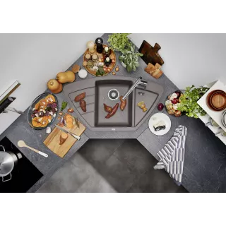 BLANCO ZIA 9 E Silgranit kawowy narożny 515074