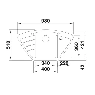 BLANCO ZIA 9 E Silgranit kawowy narożny 515074