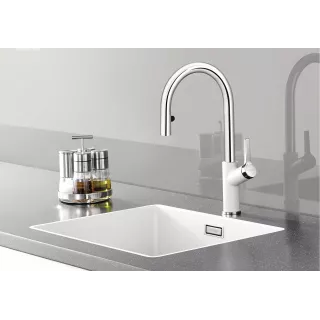 BLANCO CARENA-S Vario Silgranit-Look szarość skały/chrom 521359