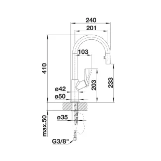 BLANCO CARENA-S Vario Silgranit-Look szarość skały/chrom 521359