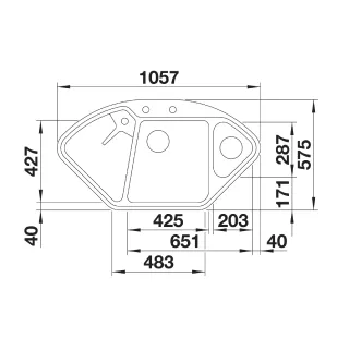 BLANCO DELTA II Silgranit tartufo narożny, korek auto., InFino, odsączarka stalowa 523666