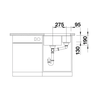 BLANCO SUBLINE 340/160-U Silgranit kawowy prawa, InFino 523567