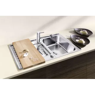 BLANCO CLASSIC Pro 5 S-IF stal polerowana odwracalny, korek auto., InFino, odsączarka stalowa 523663