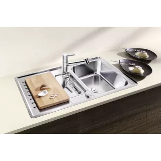 BLANCO CLASSIC Pro 5 S-IF stal polerowana odwracalny, korek auto., InFino, odsączarka stalowa 523663