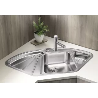 BLANCO DELTA-IF stal polerowana narożny, korek auto., InFino, odsączarka stalowa 523667