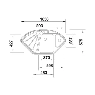 BLANCO DELTA-IF stal polerowana narożny, korek auto., InFino, odsączarka stalowa 523667