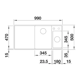 BLANCO AXIA III 6 S-F Silgranit czarny lewa, korek auto., InFino, deska szkło białe, odsączarka stalowa 525852