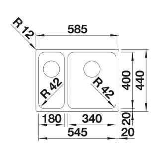 BLANCO SOLIS 340/180-U stal szczotkowana prawa, InFino 526128