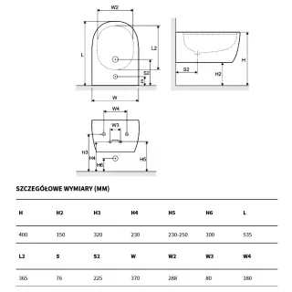 Excellent Doto Bidet wiszący 54x37x25 cm Biały CEEX.1506.537.WH