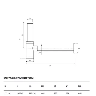Syfon D54 umywalkowy butelkowy złoty