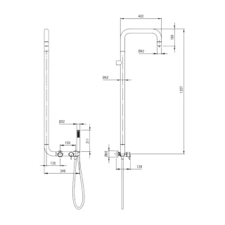 Deante Silia Zestaw prysznicowy z deszczownicą nero