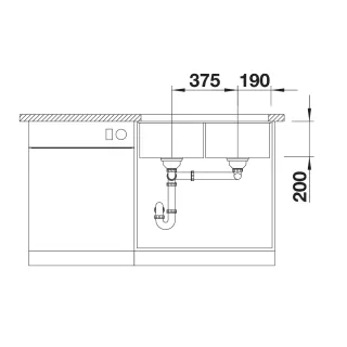 BLANCO SUBLINE 350/350-U Silgranit antracyt, bez armatury 527829