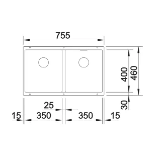 BLANCO SUBLINE 350/350-U Silgranit delikatny biały, bez armatury 527828