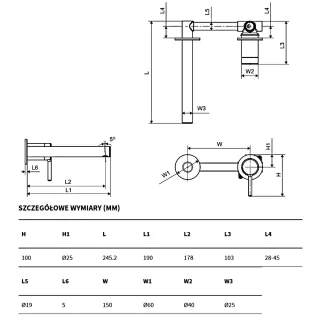 Excellent Pi Bateria umywalkowa podtynkowa Złota AREX.1214GL