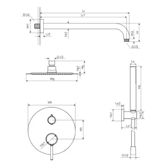 Excellent Pi Zestaw prysznicowy 2-funkcyjny Złoty AREX.SET.1245GL
