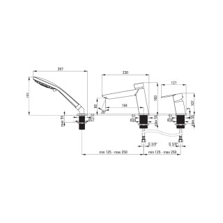 Deante Agawa Bateria wannowa 3-otworowa Chrom BQG_013M