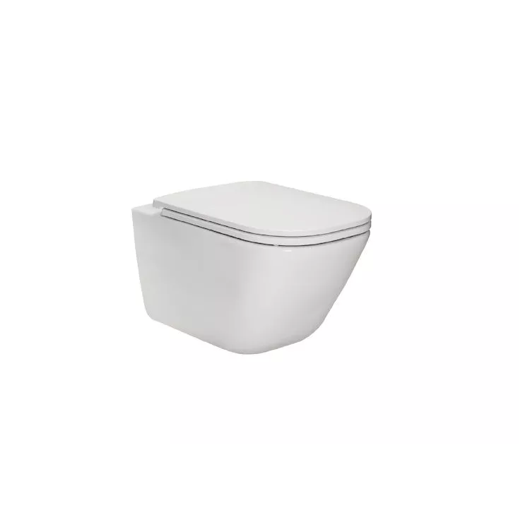 Roca GAP SQUARE RIMLESS ZESTAW Miska WC podwieszana Rimless + deska wolnoopadająca slim duroplast A34H470000