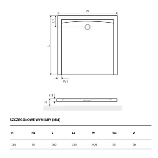 Excellent Forma Compact Brodzik kwadratowy 90x90x11 cm Biały BREX.FOR09WHC