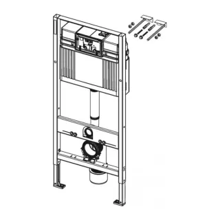 TeceBase Stelaż do WC podtynkowy ze spłuczką podtynkową uruchamianą z przodu 500 x 1120 x 150 mm w komplecie: mocowania