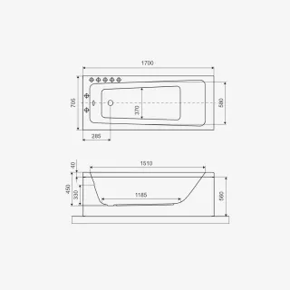 Excellent Ava Wanna prostokątna 170x70 cm Biała WAEX.AVA17WH