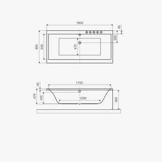 Excellent Pryzmat Slim Wanna prostokątna 180x80 cm WAEX.PRY18WHS