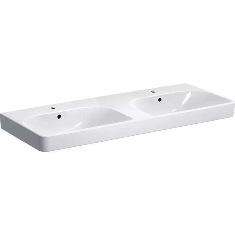 Geberit Smyle Square Umywalka podwójna, B120cm, H16.5cm, T48cm, z dwoma przelewami, z dwoma otworami  na baterie 500.223.01.1