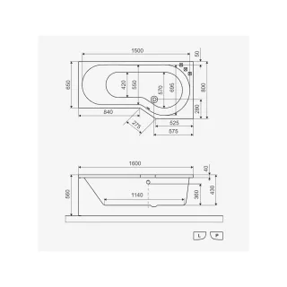 Excellent Be Spot Wanna narożna prawa 160x80 cm Biała WAEX.BSP16WH